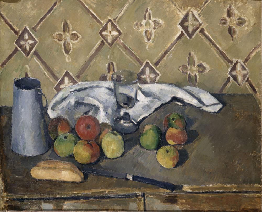 Paul Cézanne, Fruits, serviette et boîte à lait