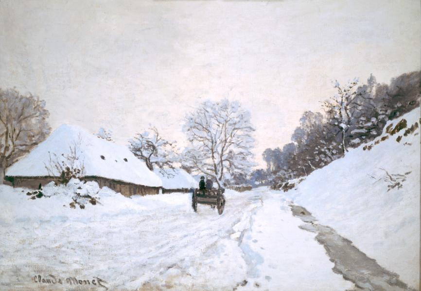  Claude Monet La Charrette. Route sous la neige à Honfleur