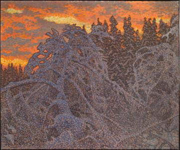 Gustaf Fjaestad, Arbres gelés au crépuscule
